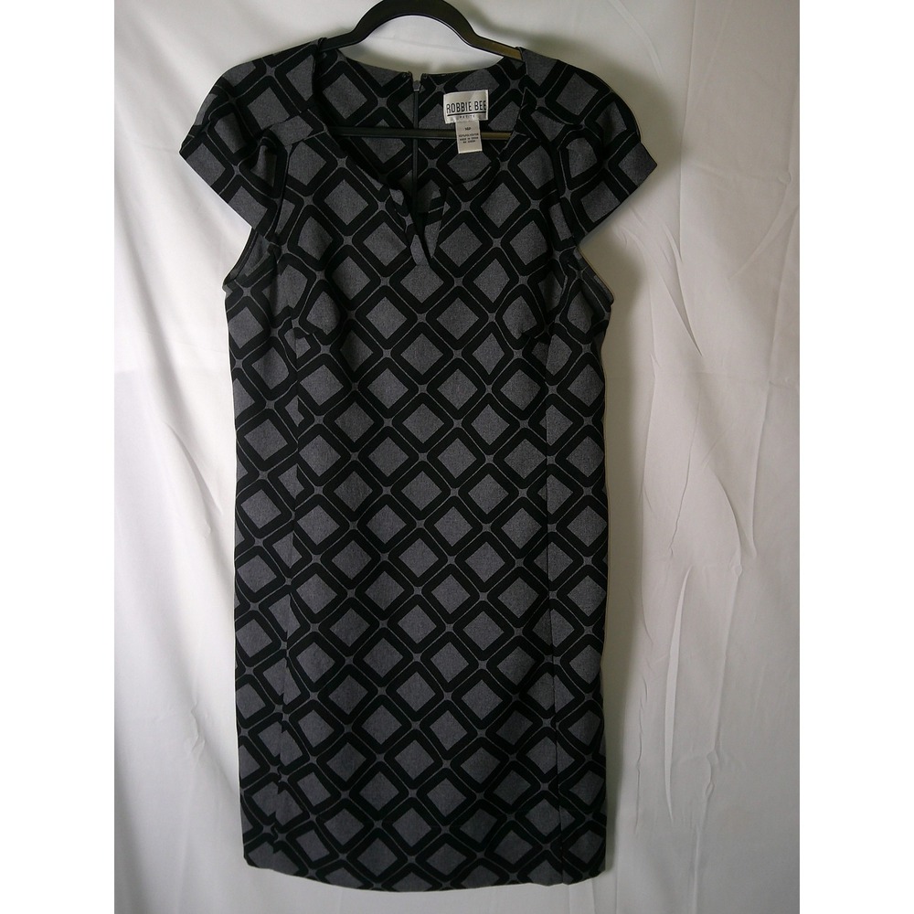Robbie Bee Womens Sheath Dress Geometric Pattern Short Sleeve Knee Length